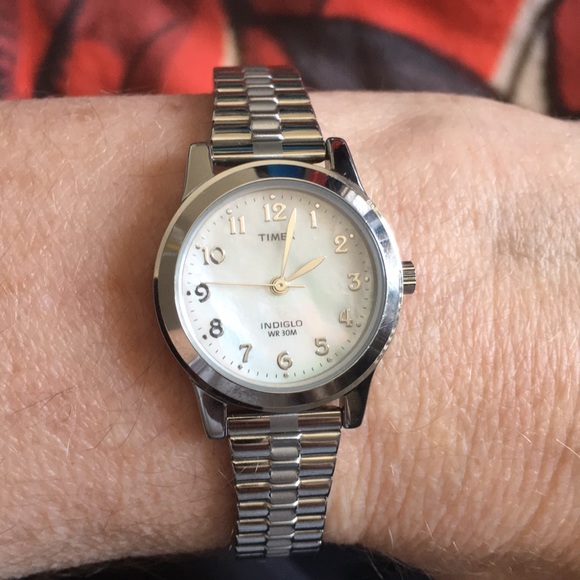 timex mother of pearl ladies watch